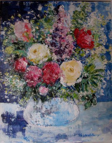 Roses et bleu - Hilde Schaufelberger