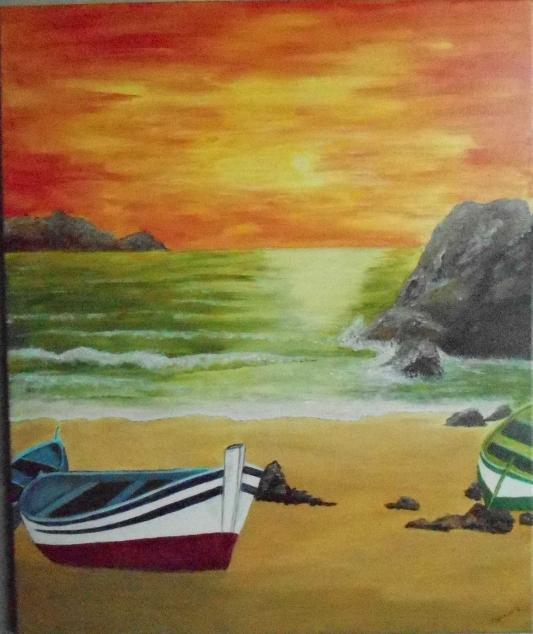 barques sur la plage - Isabelle Dhondt