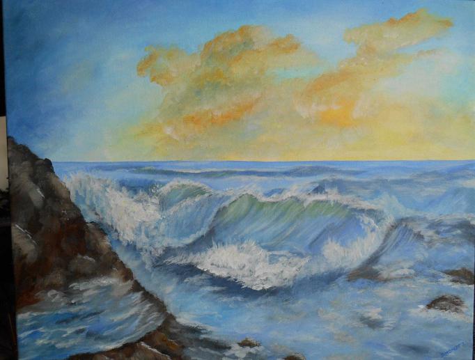 coucher de soleil sur la mer - Isabelle Dhondt - Cliquer pour afficher en grand