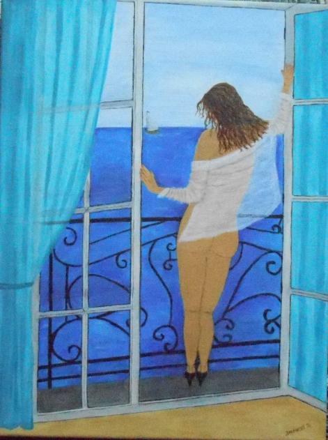 Femme à la fenêtre - Isabelle Dhondt