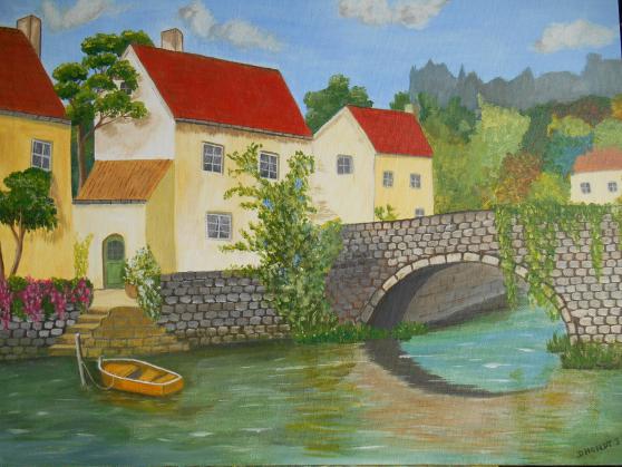 Pont sur la rivière - Isabelle Dhondt
