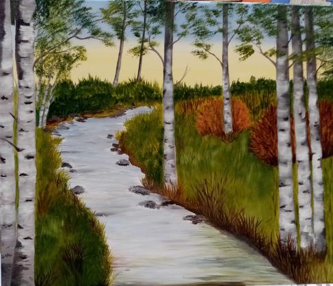 rivière dans les bouleaux - Isabelle Dhondt