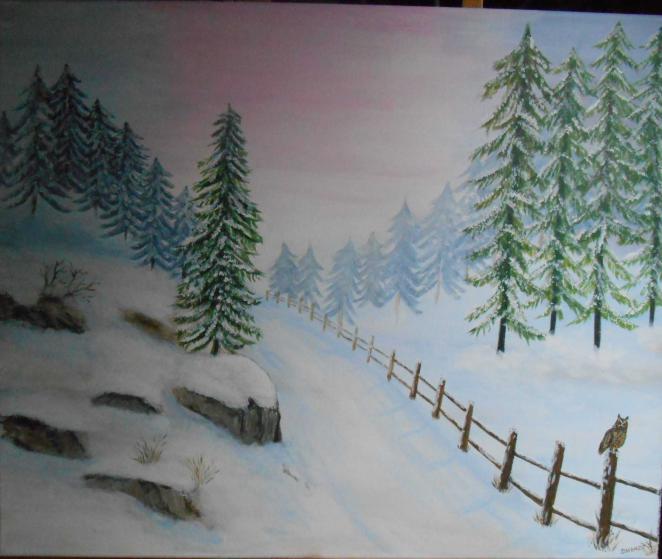 Sapins sous la neige - Isabelle Dhondt - Cliquer pour afficher en grand