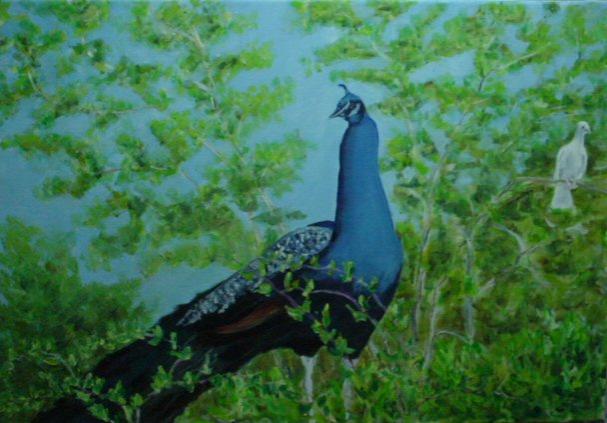 Le Paon bleu et la colombe - Georges Ruault - Click to enlarge