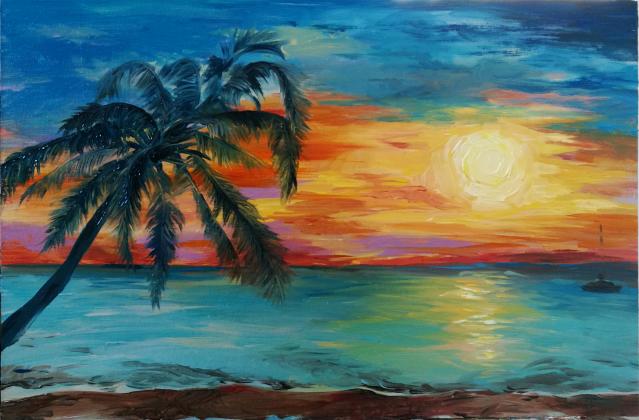 Coucher de soleil - Heghiné Hovanesian - Cliquer pour afficher en grand