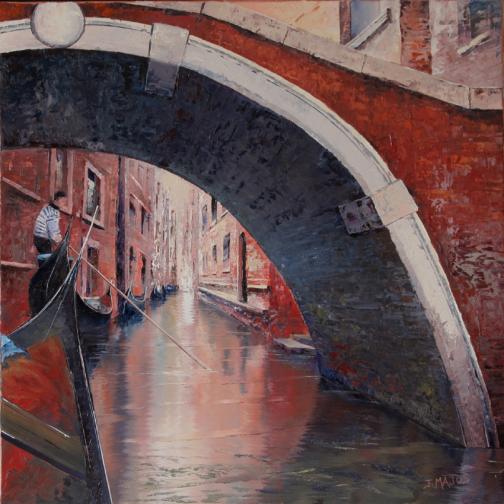Gondoles sous le pont - Jacques Majos