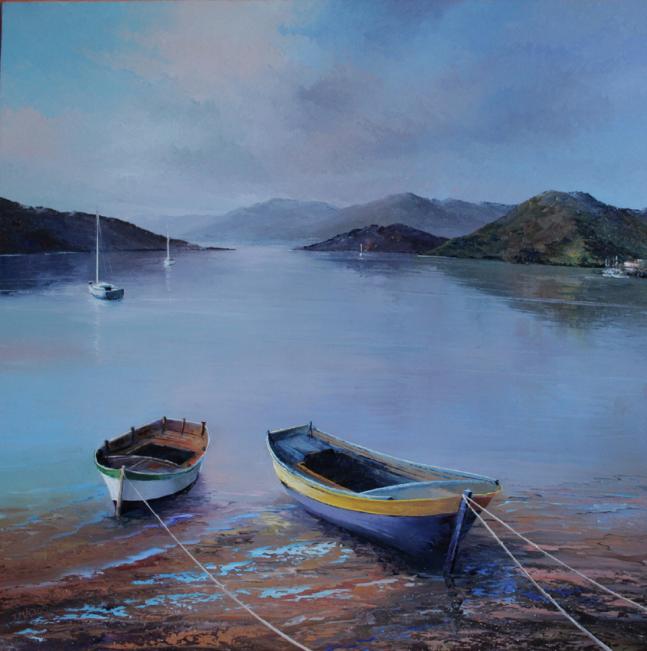 Barques aux amarres - Jacques Majos - Cliquer pour afficher en grand