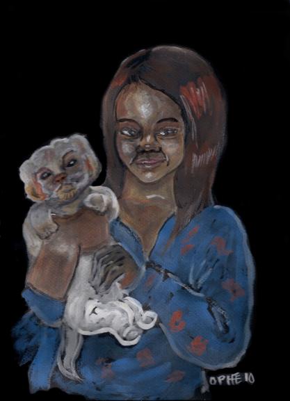 girl with dog - Ophélie Bonheme