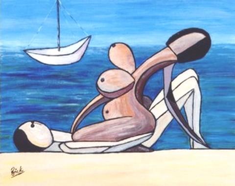 Amour à la plage à la Picasso - Vickx