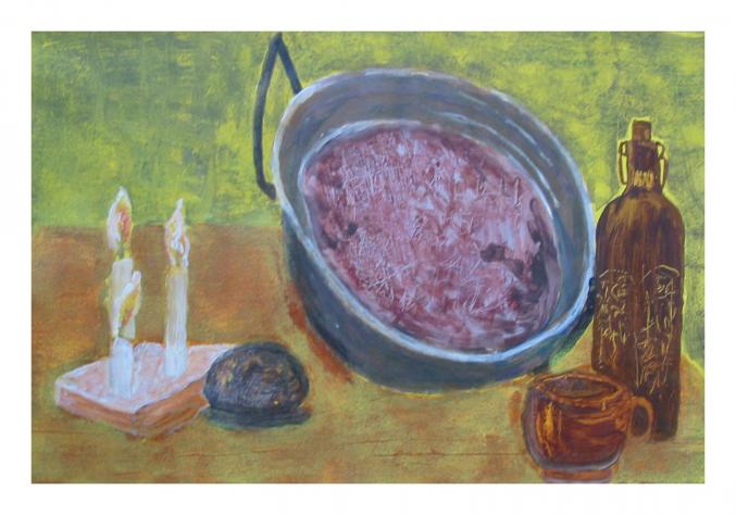 nature morte aux bougies - Denise Geneviève Levi Valensi - Cliquer pour afficher en grand