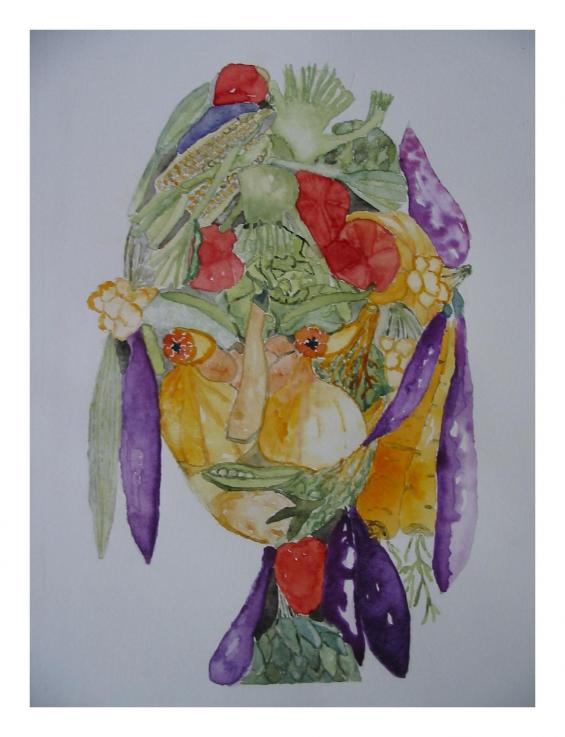 portrait aux légumes - Denise Geneviève Levi Valensi