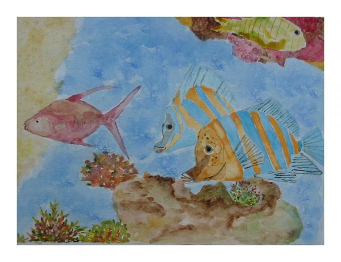 poissons - Denise Geneviève Levi Valensi - Cliquer pour afficher en grand