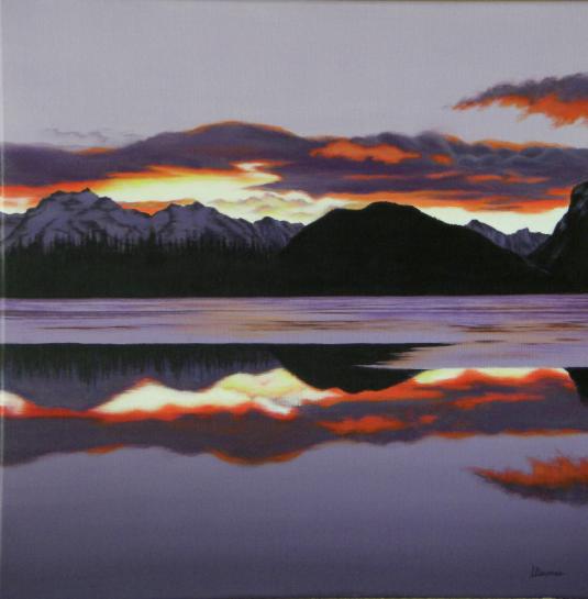 coucher de soleil sur un lac de montagne - Laure Deronne
