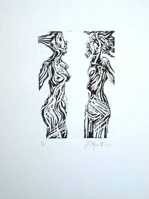 Couple facing, black and white version - Lionel Murcott - Click to enlarge
