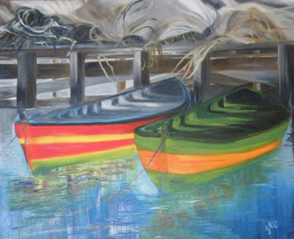 Barques - Yvette Caufriez-Zacharias - Cliquer pour afficher en grand