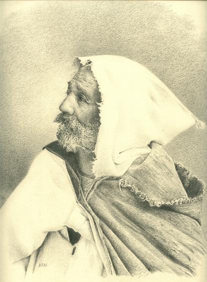 vieux kabyle au burnous - Chafik Kadi