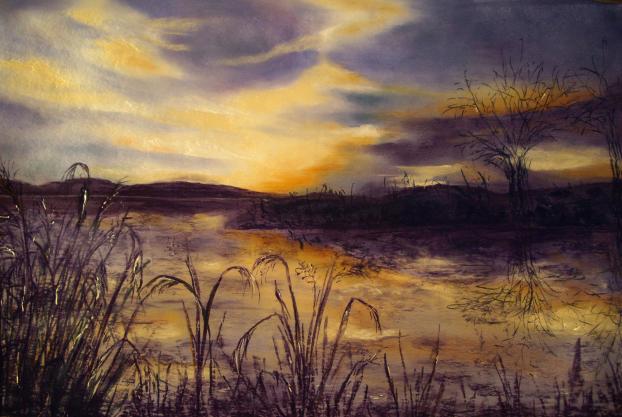 Crépuscule sur le lac - Ghislaine Mitaine - Click to enlarge