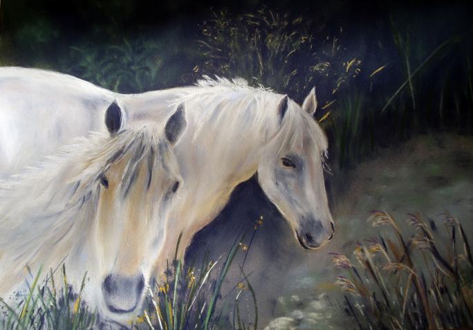 Duo en Camargue - Ghislaine Mitaine - Cliquer pour afficher en grand