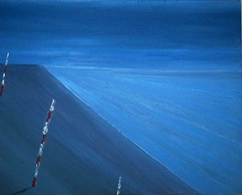 Mer du Nord, piquets sur la plage - Gérard Cavazza