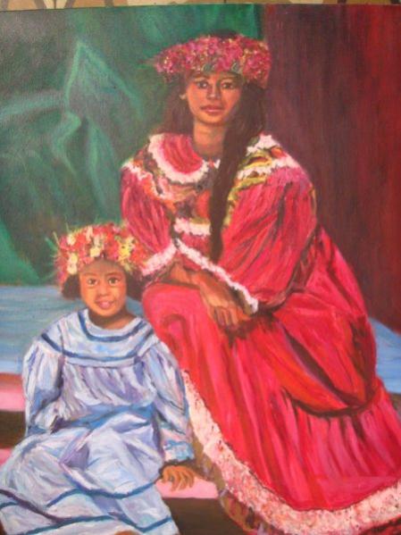 Tahitienne et sa fille - Muriel Mijo