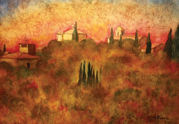 Coucher de soleil sur Vacqueyras. - Jean-Xavier Combe