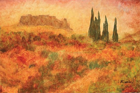 Paysage vers Villeneuve lez Avignon - Jean-Xavier Combe