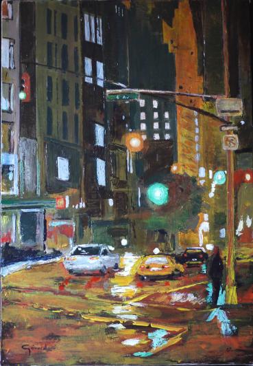 New York,6° avenue, la nuit - Gérard Duchêne
