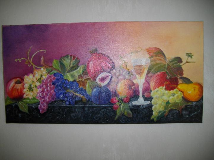 NATURE MORTE FRUITS ET COUPE DE CHAMPAGNE - Claude-Zélie Girardin - Click to enlarge