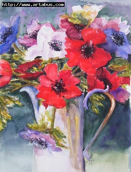 Bouquet d'anémones - Jocelyne Thibault
