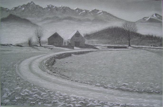 Granges en montagne - Jocelyne Thibault - Cliquer pour afficher en grand