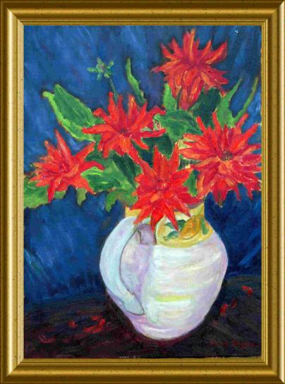 Dahlias dans un pichet. - Claude Chapoix