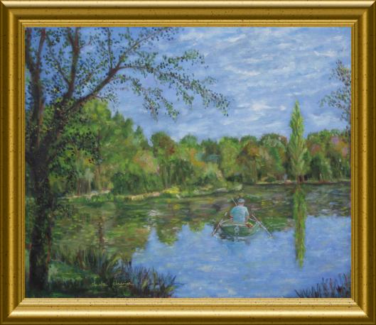 Pêche en barque au marais - Claude Chapoix