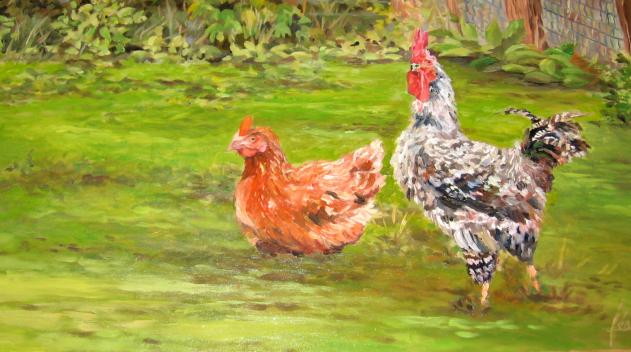 POULE ET SON COQ - Emmanuelle Lenault - Cliquer pour afficher en grand