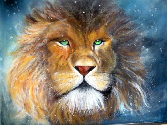 Lion jouant dans l'eau - Dominique Hutten