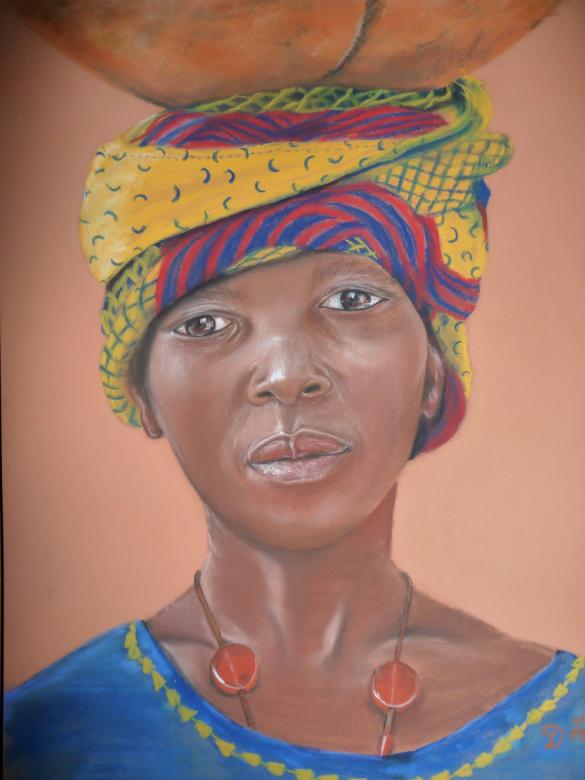 Femme Dogon en chemin pour le moulin - Dominique Hutten - Click to enlarge