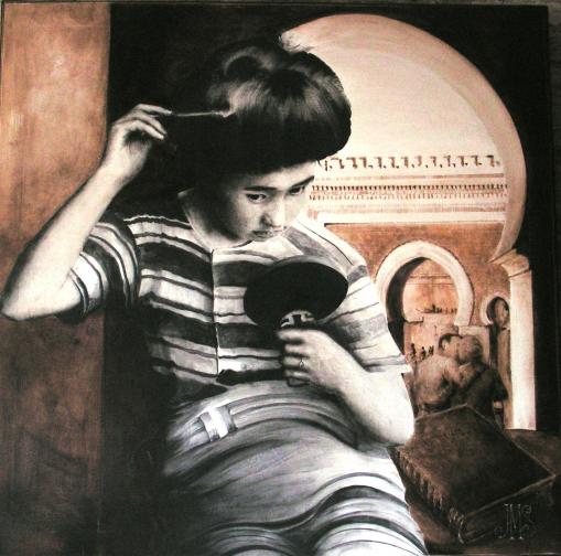 Jeune Japonaise au miroir - Jean-Michel Salvador
