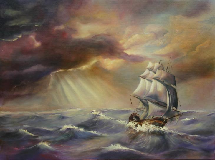 Gallion dans la tempête - Marie-Hélène Alépée - Cliquer pour afficher en grand