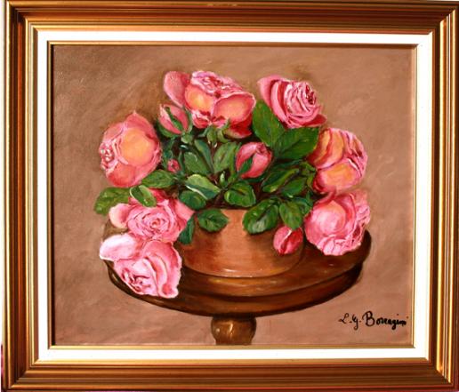 Roses sur un guéridon - Louise Borragini
