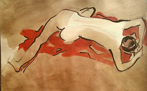 Le paréo rouge - Claire Lewis - Click to enlarge