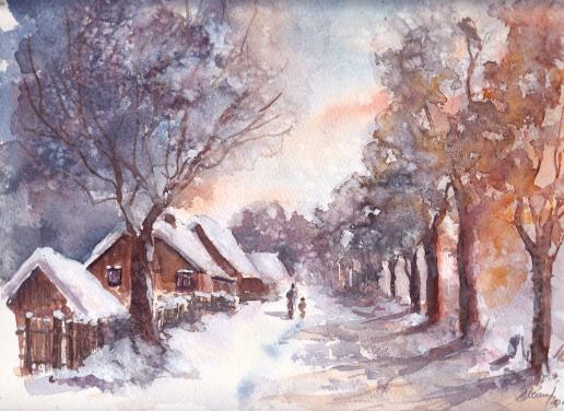 Village roumain en hiver - Eugenia Ioan
