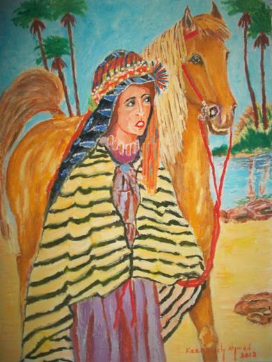 Femme bérbére et son cheval - Ahmed Kerrouch