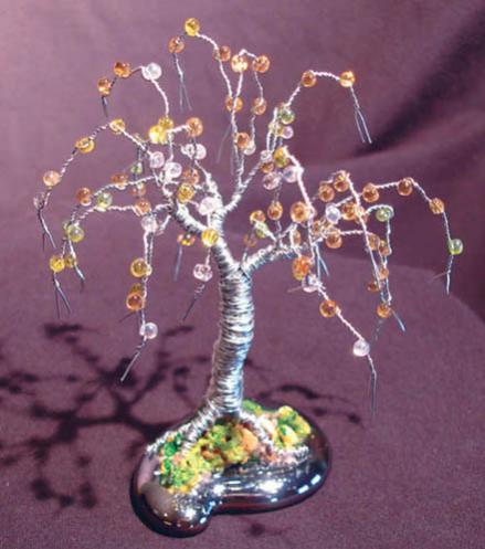 BEADED WILLOW  - Mini Wire Tree Sculpture - Sal Villano