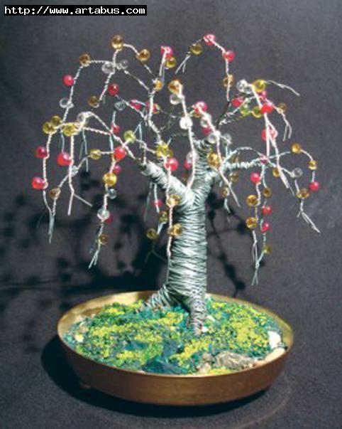 Beaded Oak - Wire Tree Sculpture - Sal Villano