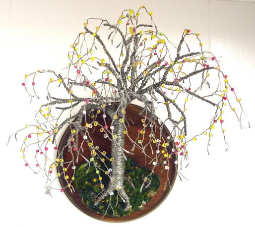 BEADED ON ROUND BASE  - Wall Art Sculpture - Sal Villano
