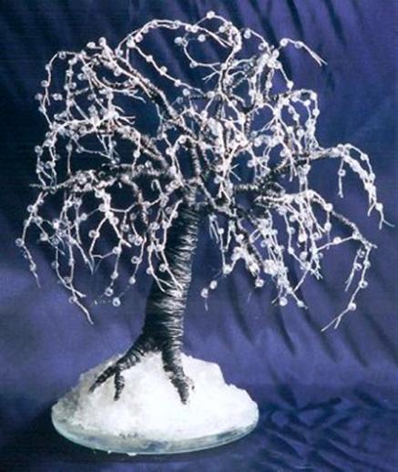Black Ice - Beaded wire tree sculpture - Sal Villano