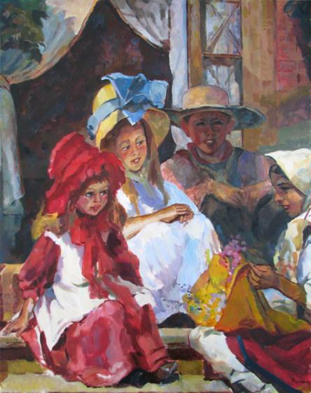 Children on the backyard - Elena Churnosova