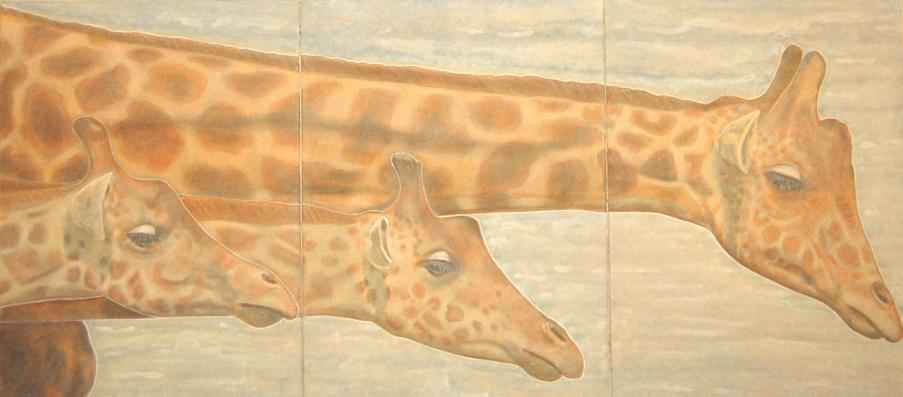 Triptyque girafes general - Isabelle Ehly - Click to enlarge