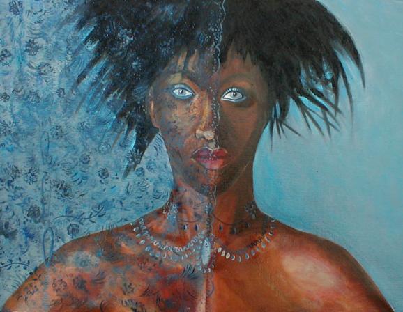 Portrait au rideau - Maryse Legrand - Click to enlarge