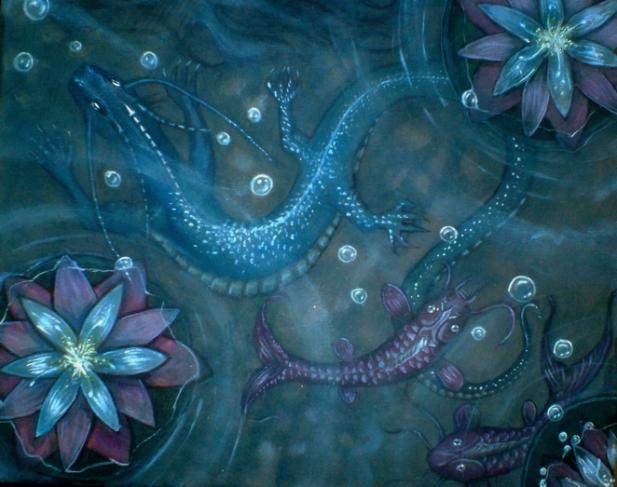 Water dragon and kois - Yan Dominic Couture - Click to enlarge