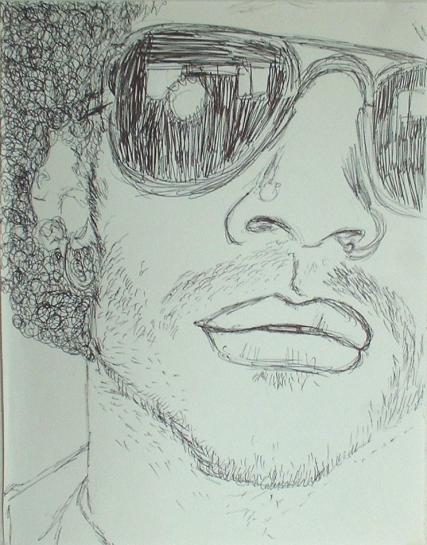 Lenny Kravitz pen sketch - Denise Dobranchin